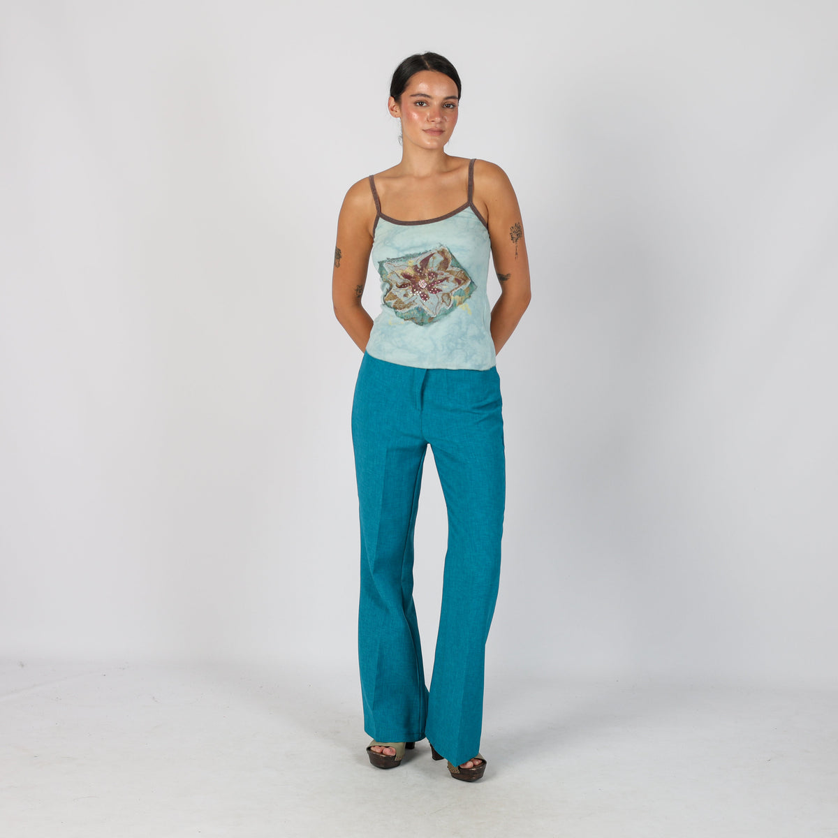 Turquoise Y2K Made in Italy Woven Trousers (S)