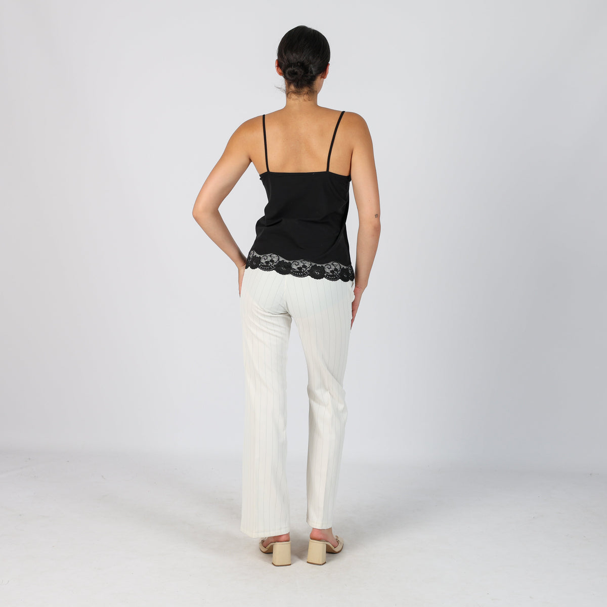 Cream Y2K Denny Rose Woven Trousers (S)