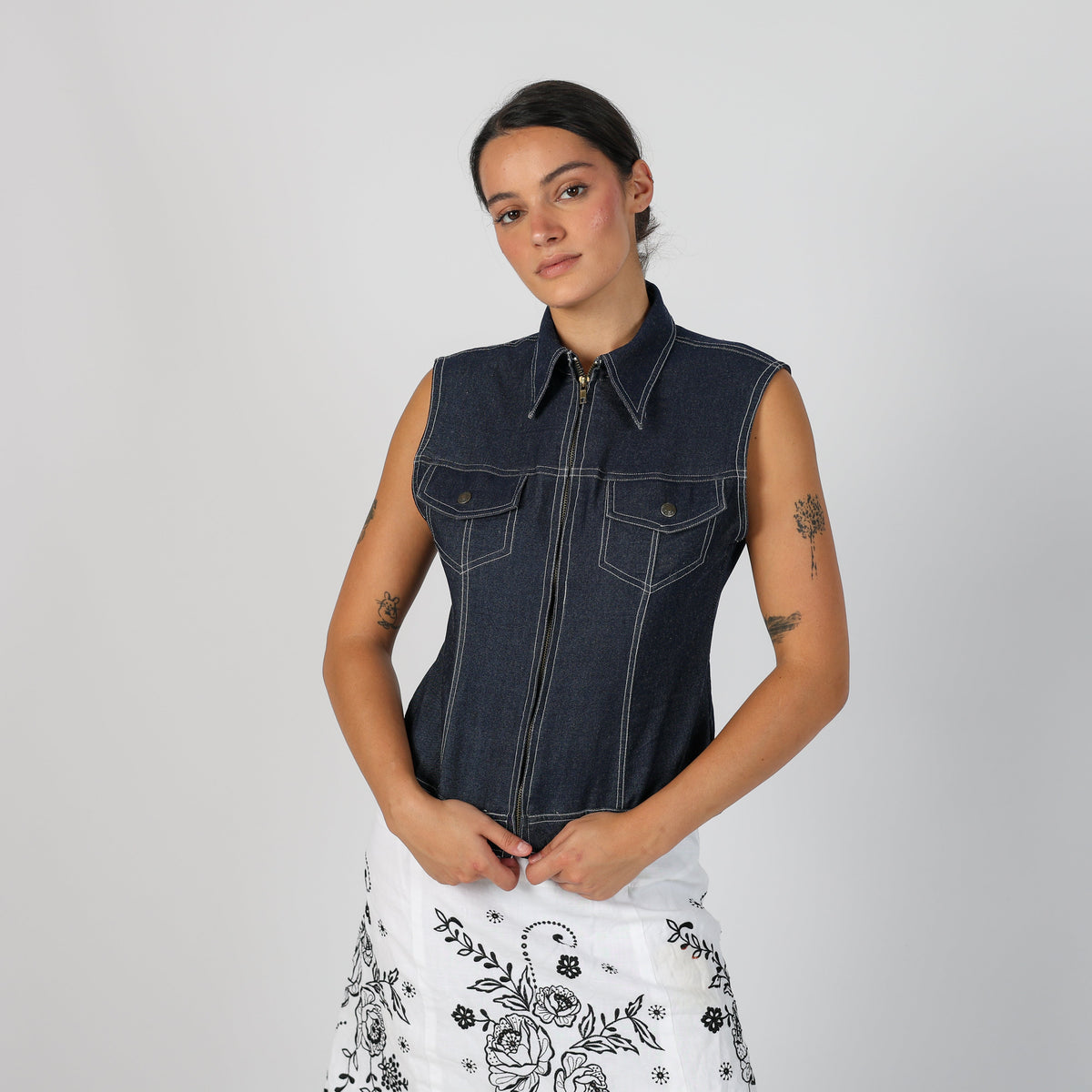Blue Y2K Denim Waistcoat (M)