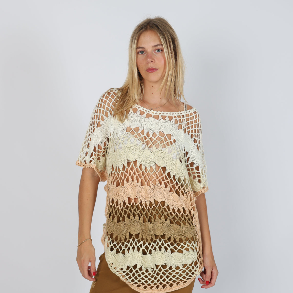Cream Y2K Knitted Top (M)