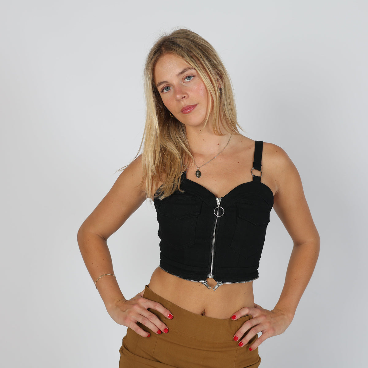 Black Y2K Denim Waistcoat (S)
