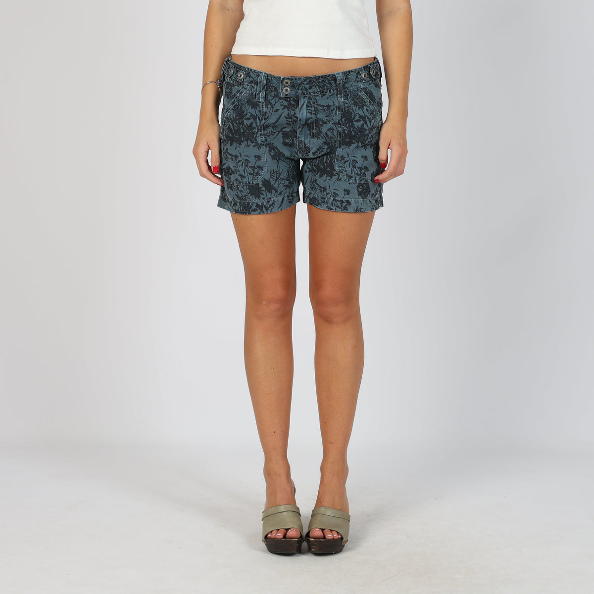 Charcoal Grey Y2K Think Pink Woven Shorts (S)