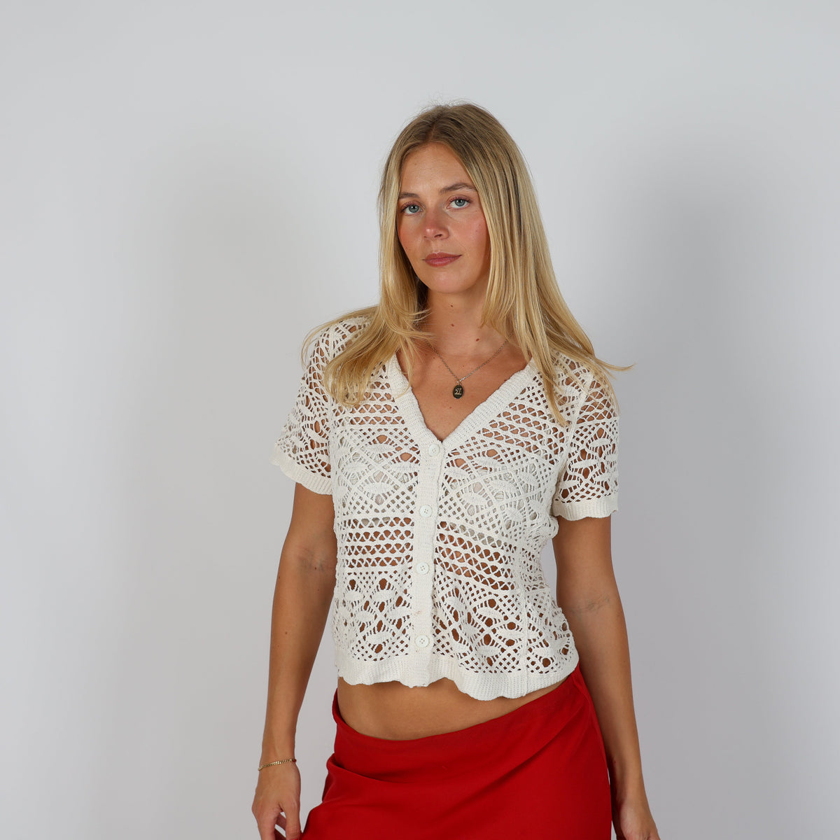 Cream Y2K Knitted Top (S)