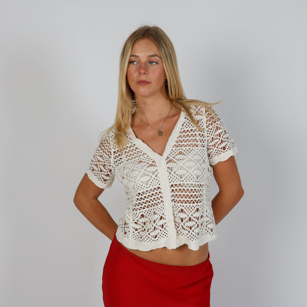 Cream Y2K Knitted Top (S)