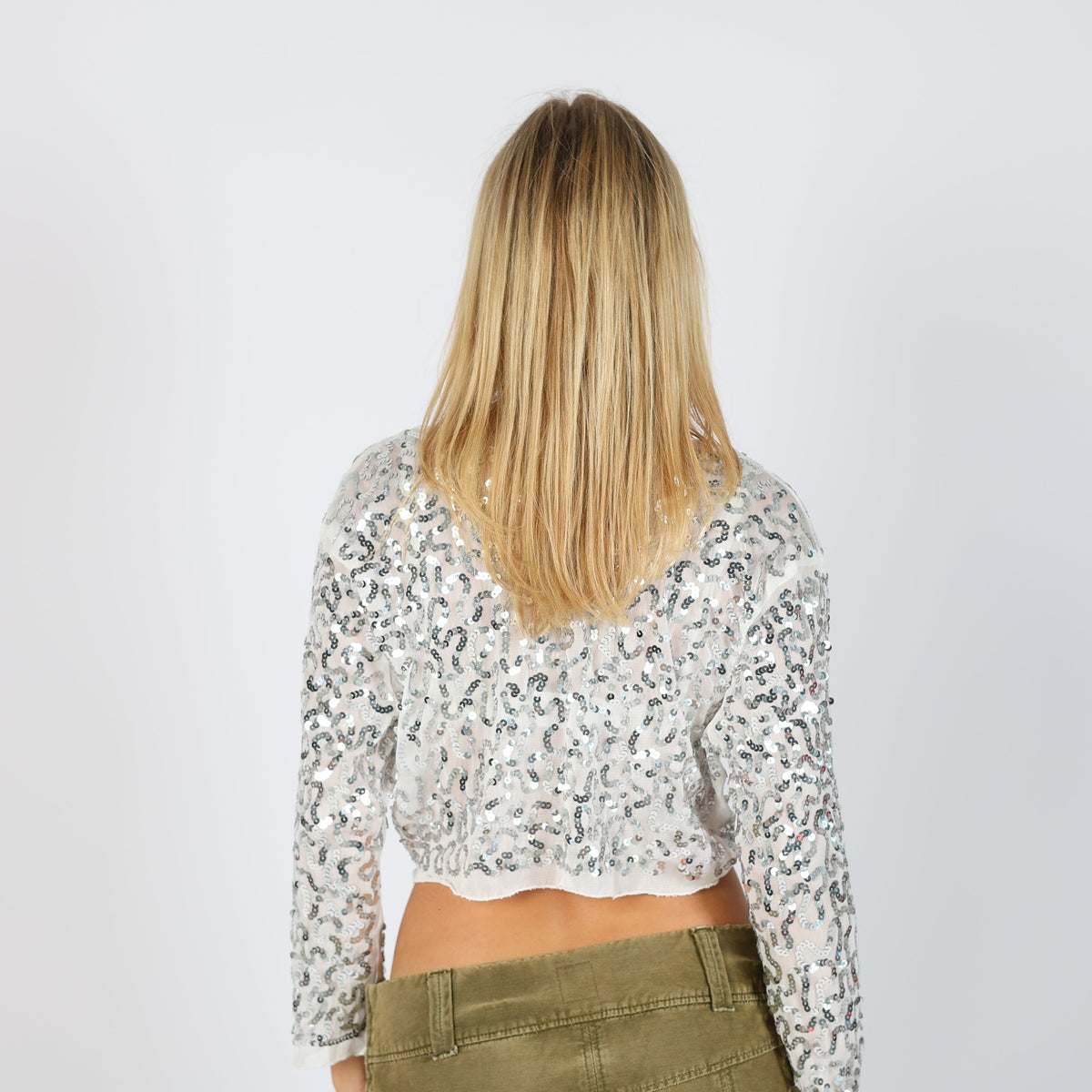 White Y2K Cardigan Sequin (S)