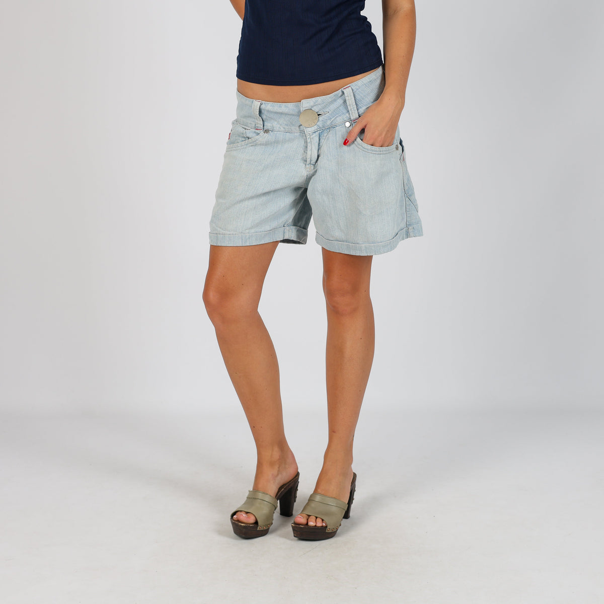 Light Blue Y2K Sex Miss Denim Shorts (M)