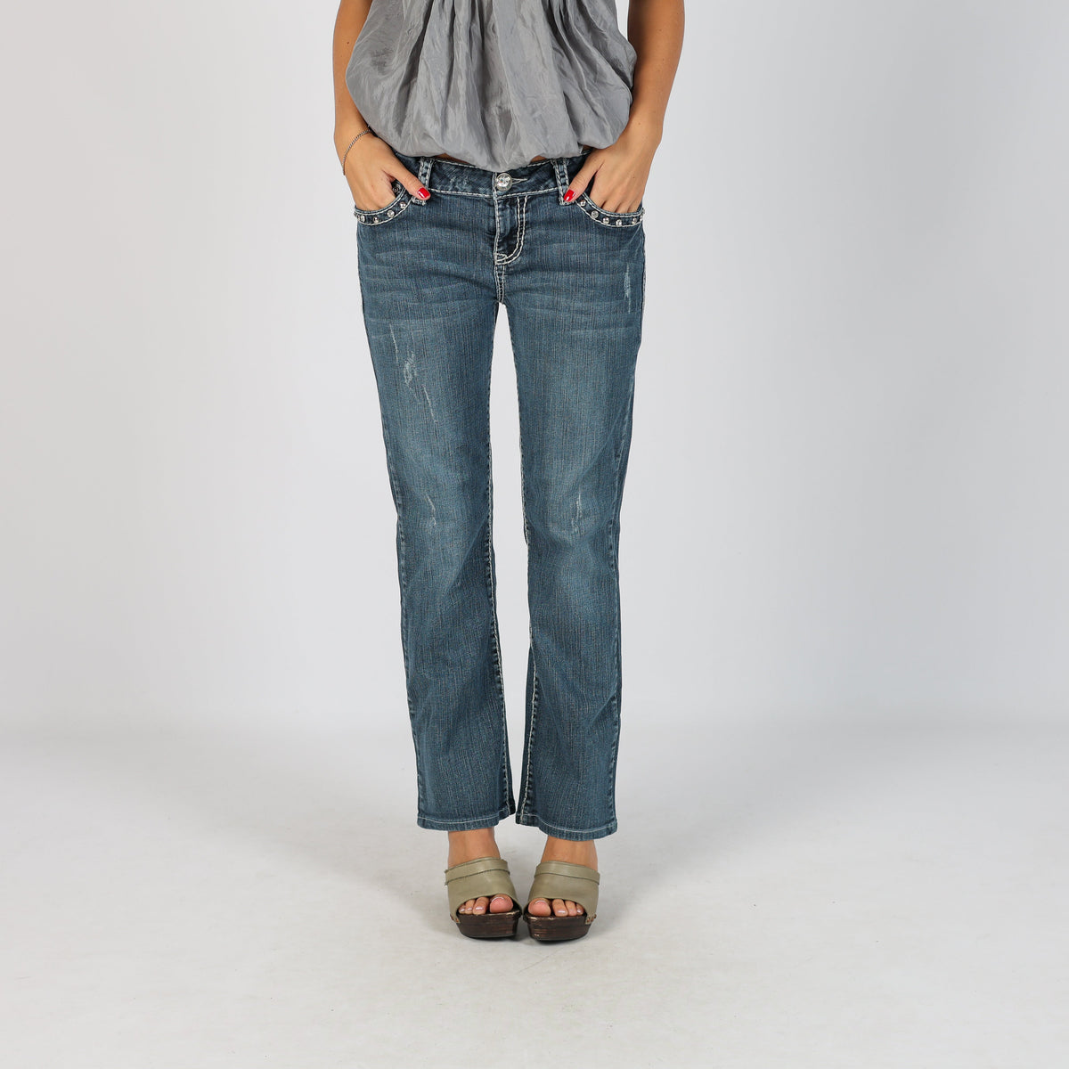 Blue Y2K Straight Jeans (S)