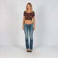 Blue Y2K Silver Straight Jeans (XS)