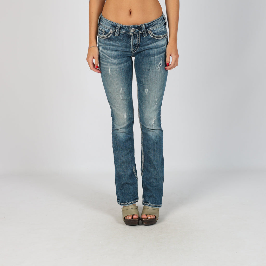 Blue Y2K Silver Straight Jeans (XS)