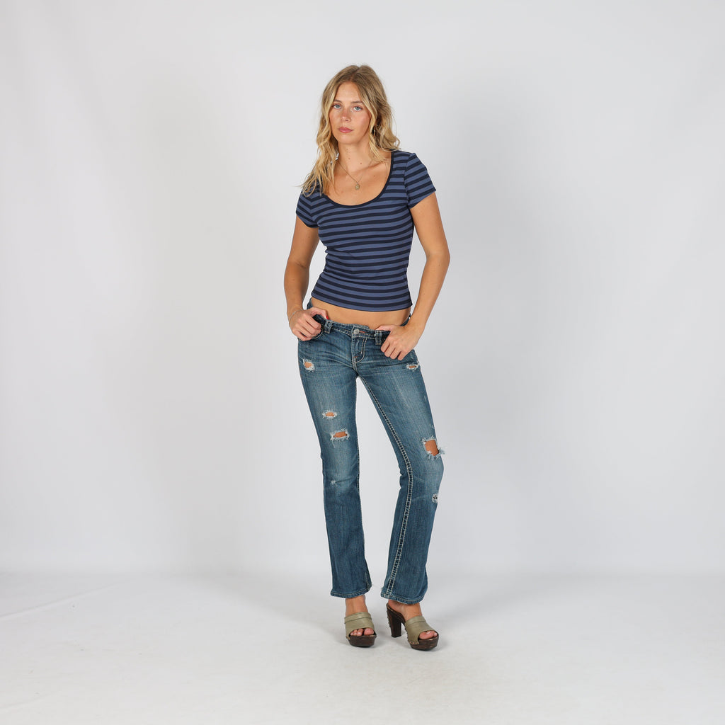 Blue Y2K Flare Jeans (XS)