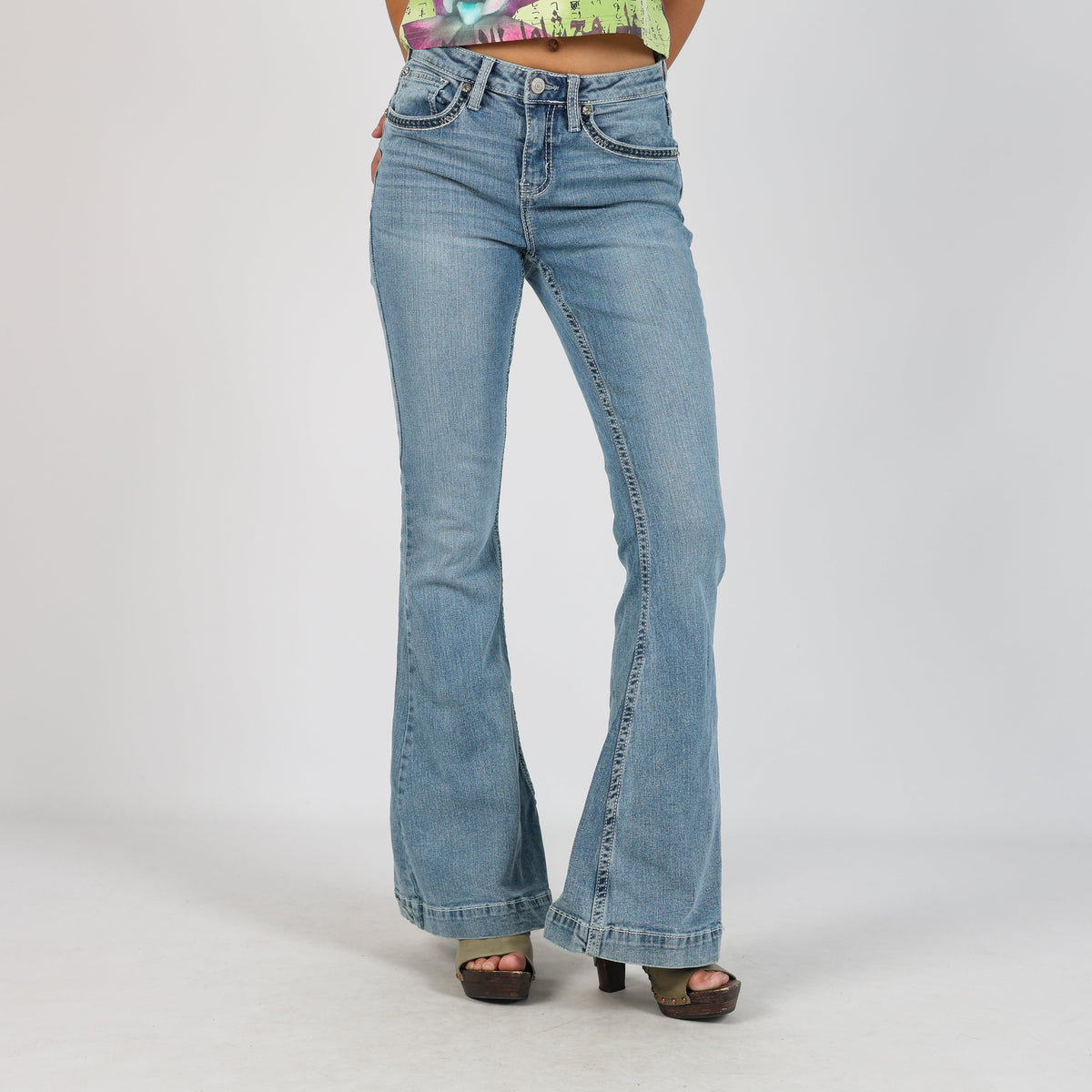 Blue Y2K Flare Jeans (S)