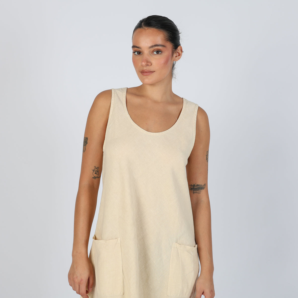 Cream Y2K Woven Midi Dress (M)