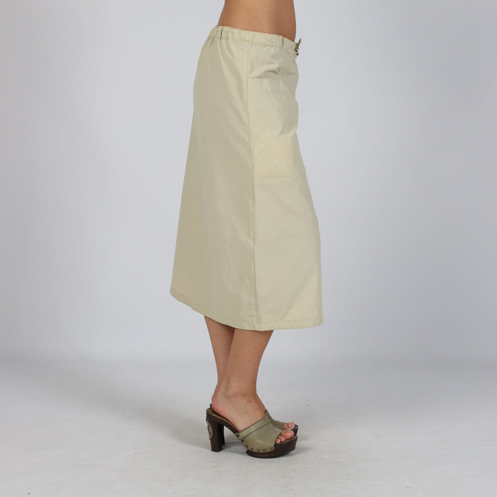 Beige Y2K Woven Maxi Skirt Cargo (S)