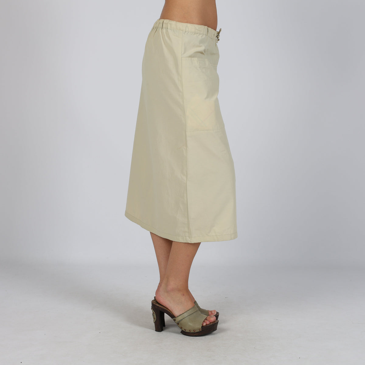 Beige Y2K Woven Maxi Skirt Cargo (S)