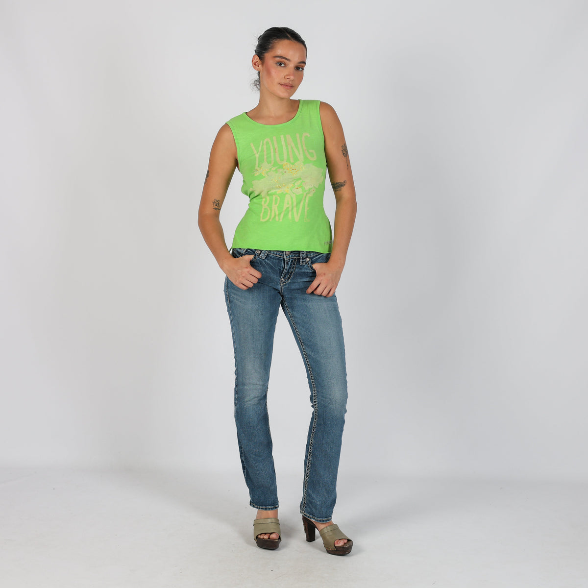 Blue Y2K Silver Straight Jeans (XXS)