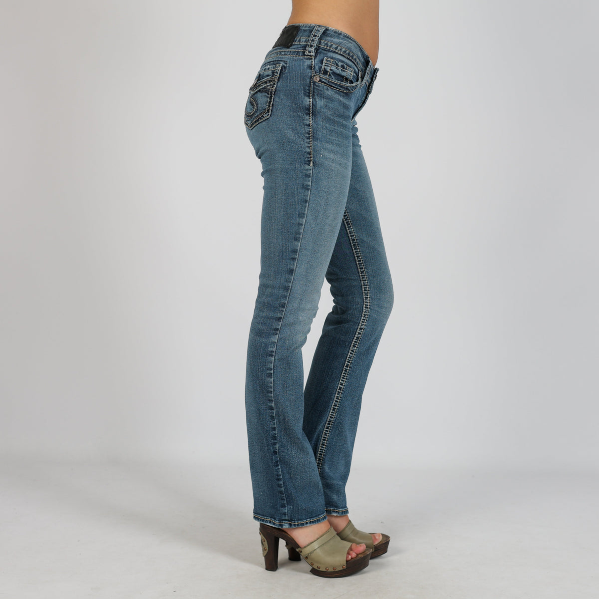 Blue Y2K Silver Straight Jeans (XXS)