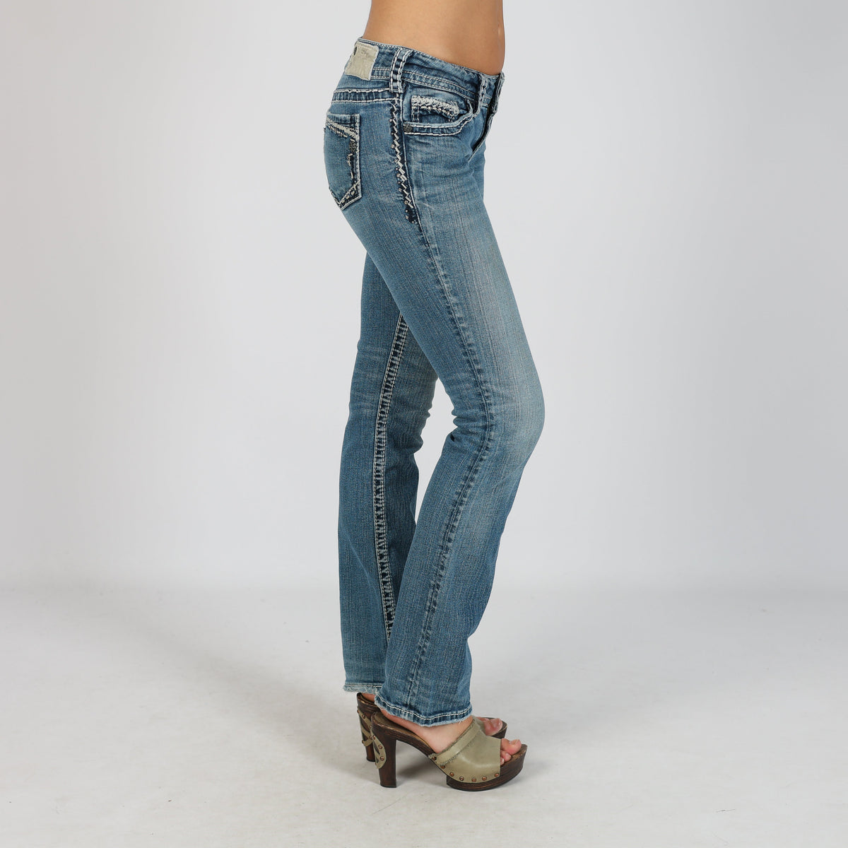 Blue Y2K Silver Straight Jeans (XS)