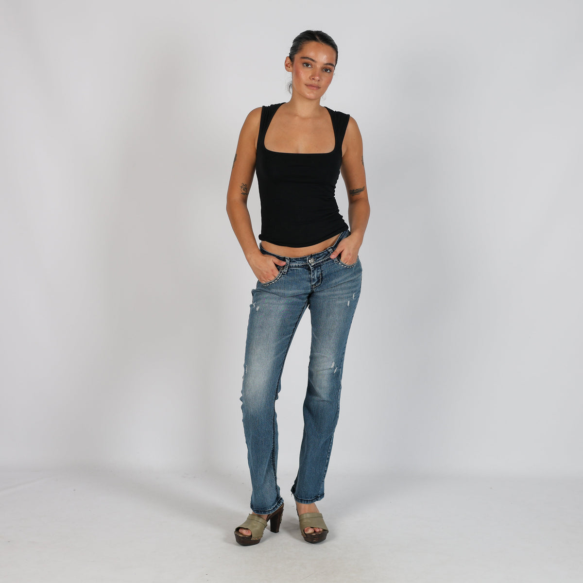 Blue Y2K Straight Jeans (XS)