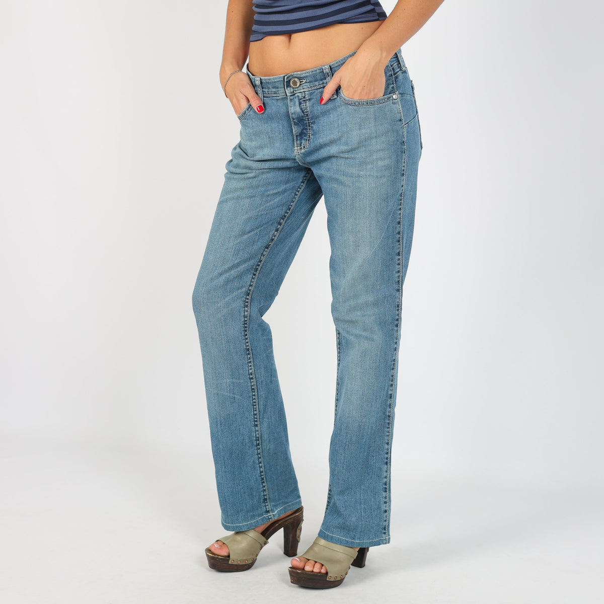 Blue Y2K Straight Jeans (S)