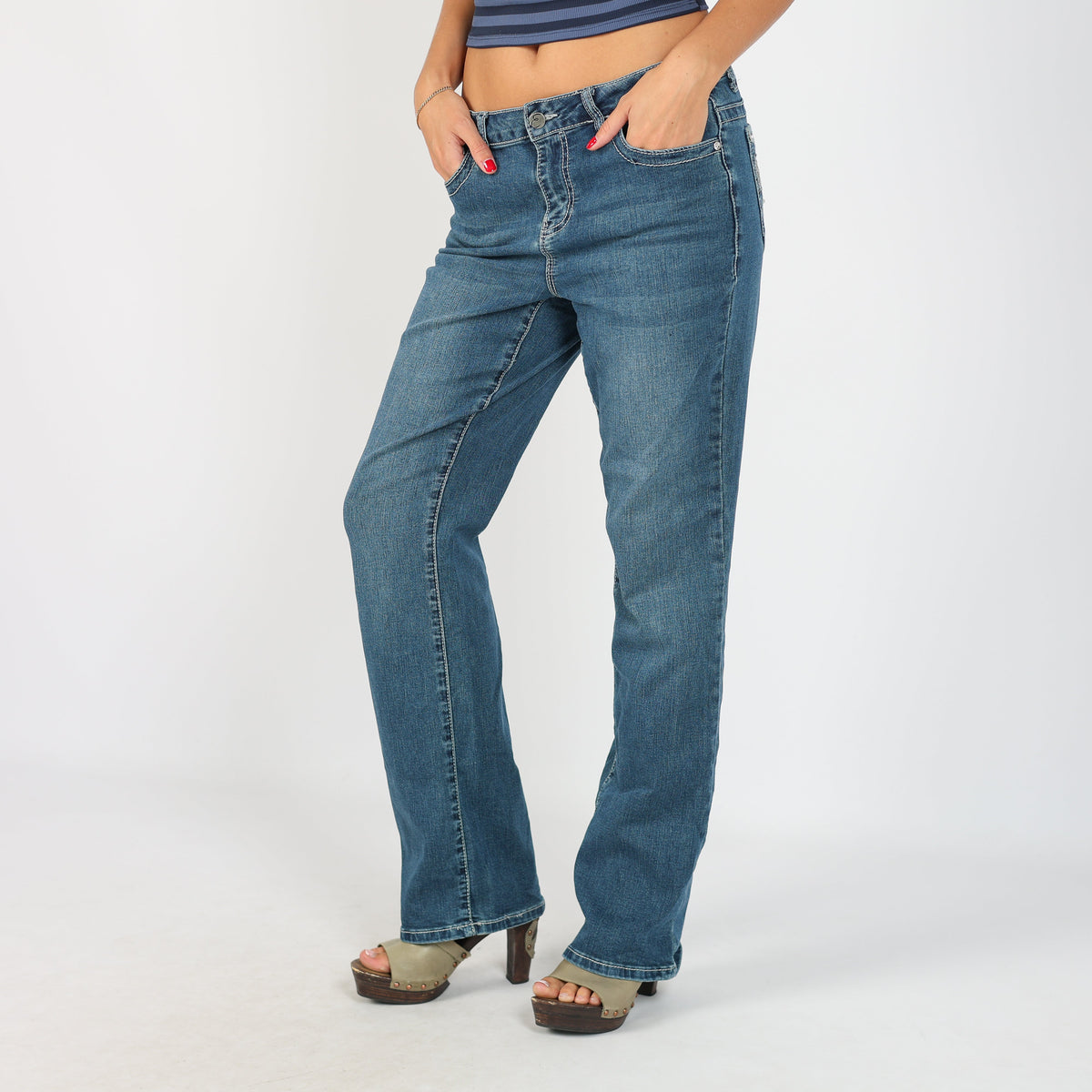 Blue Y2K Straight Jeans (S)