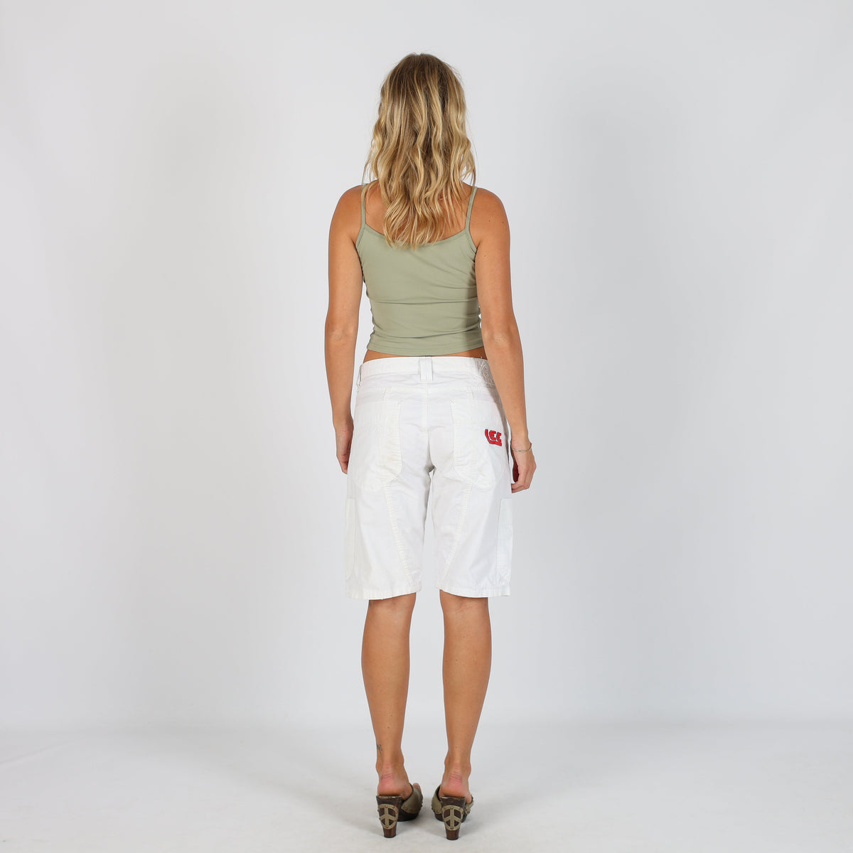 White Y2K Lee Woven Shorts (S)