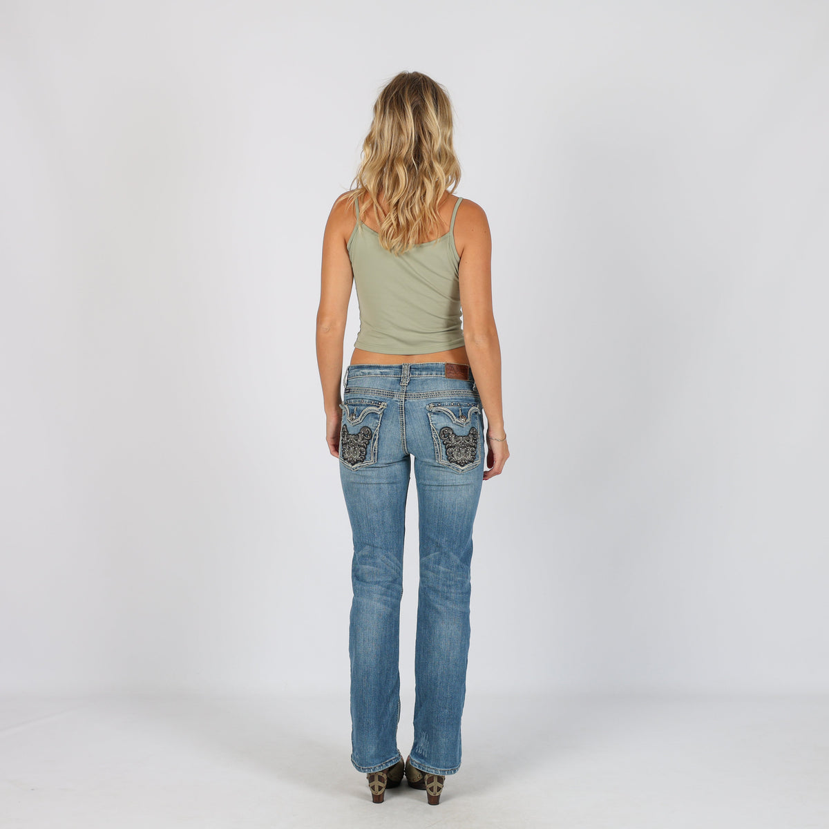 Blue Y2K Straight Jeans Studded (S)