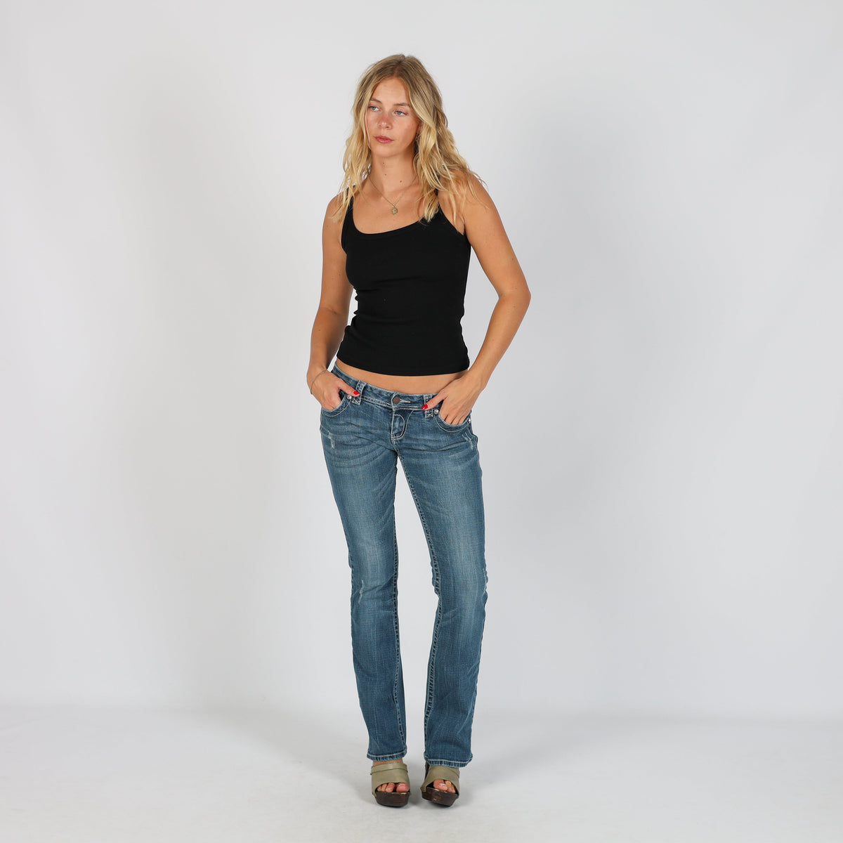 Blue Y2K Straight Jeans (XS)