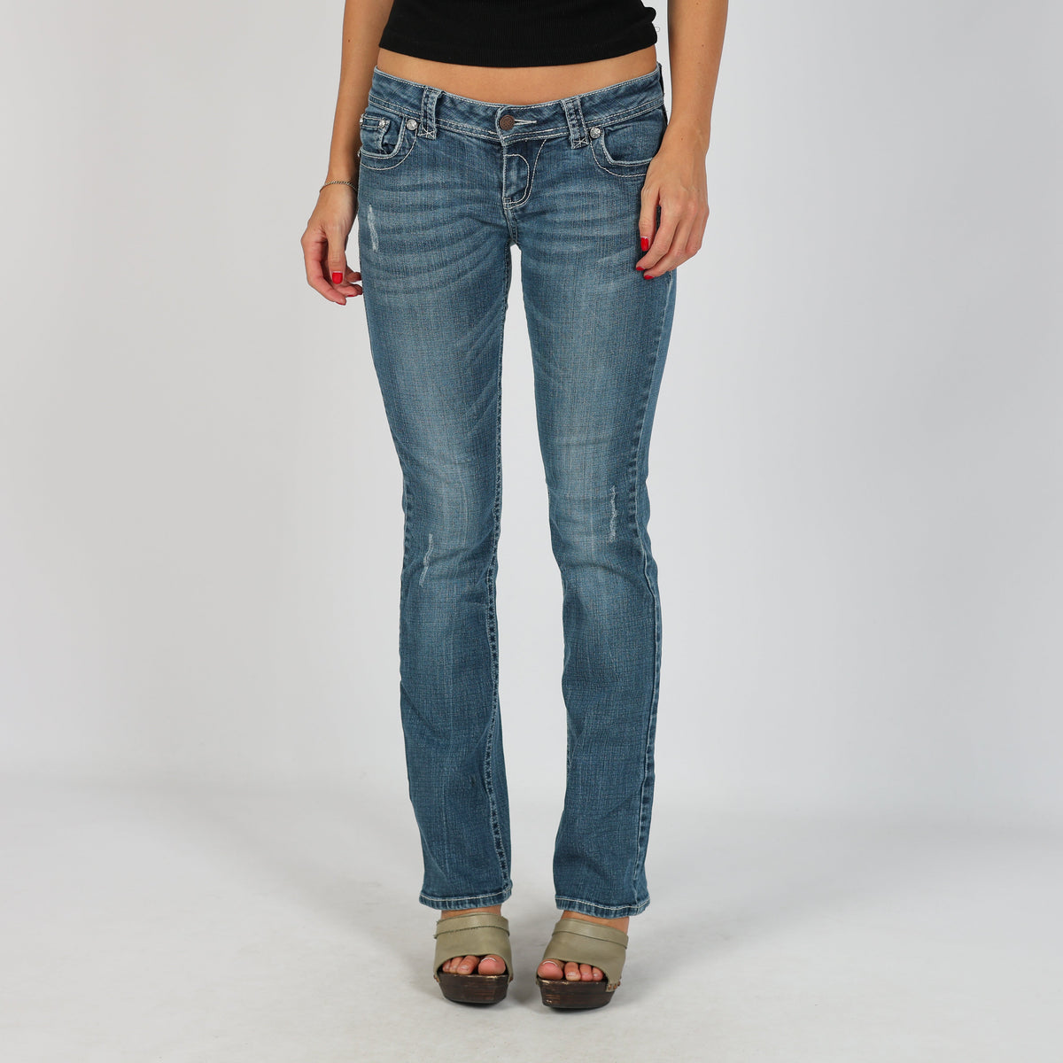 Blue Y2K Straight Jeans (XS)