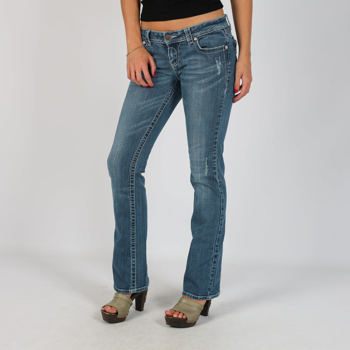 Blue Y2K Straight Jeans (XS)
