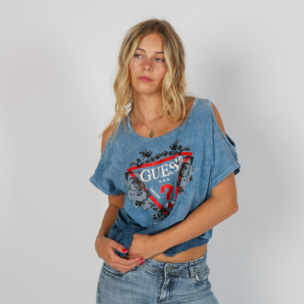 Blue Y2K Guess Woven Top (L)