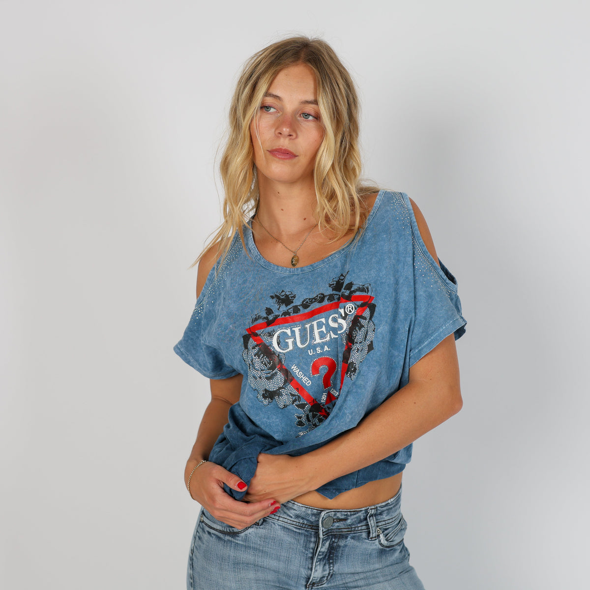 Blue Y2K Guess Woven Top (L)
