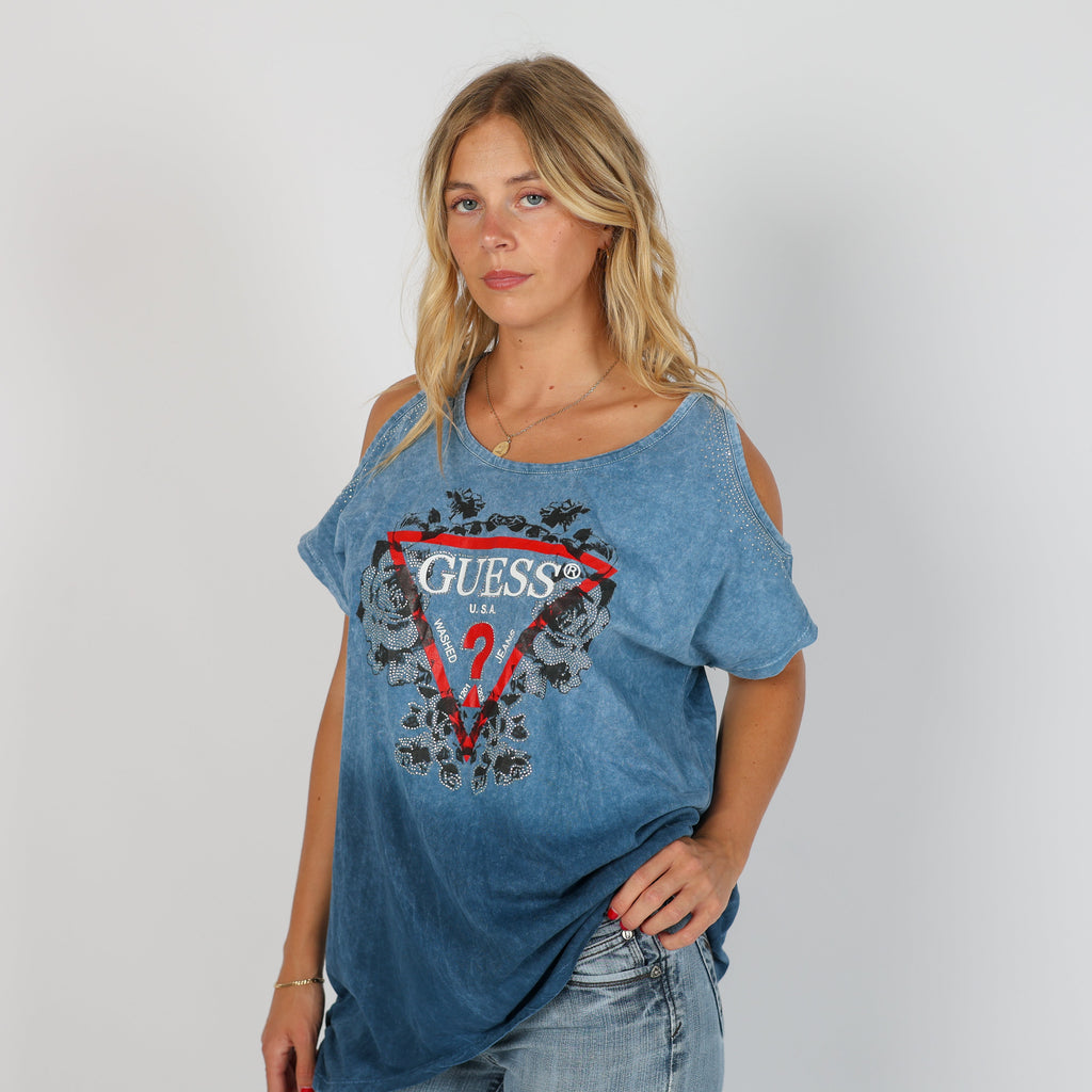 Blue Y2K Guess Woven Top (L)
