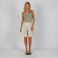 Beige Y2K Made in Italy Woven Mini Skirt Serena (XXS)