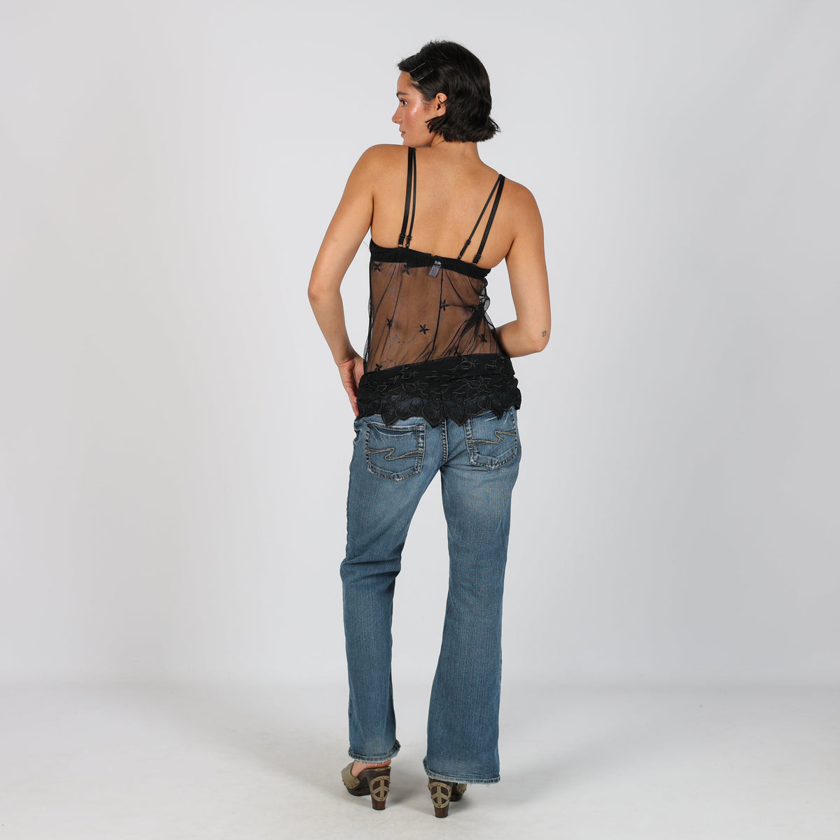 Blue Y2K Silver Bootcut Jeans (M)