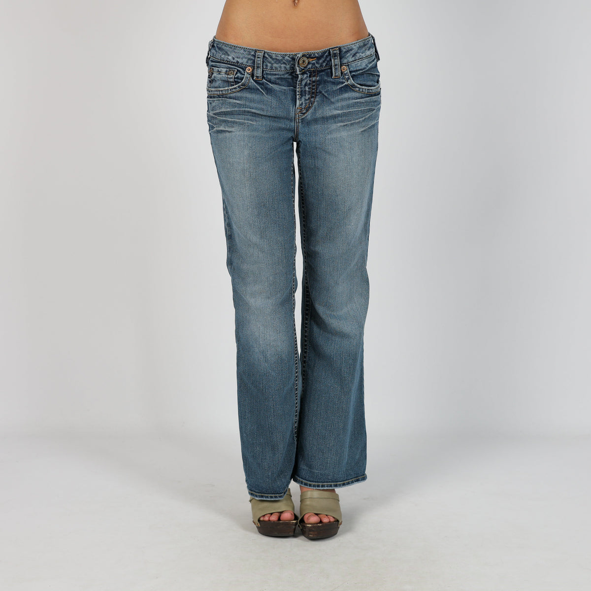 Blue Y2K Silver Bootcut Jeans (M)