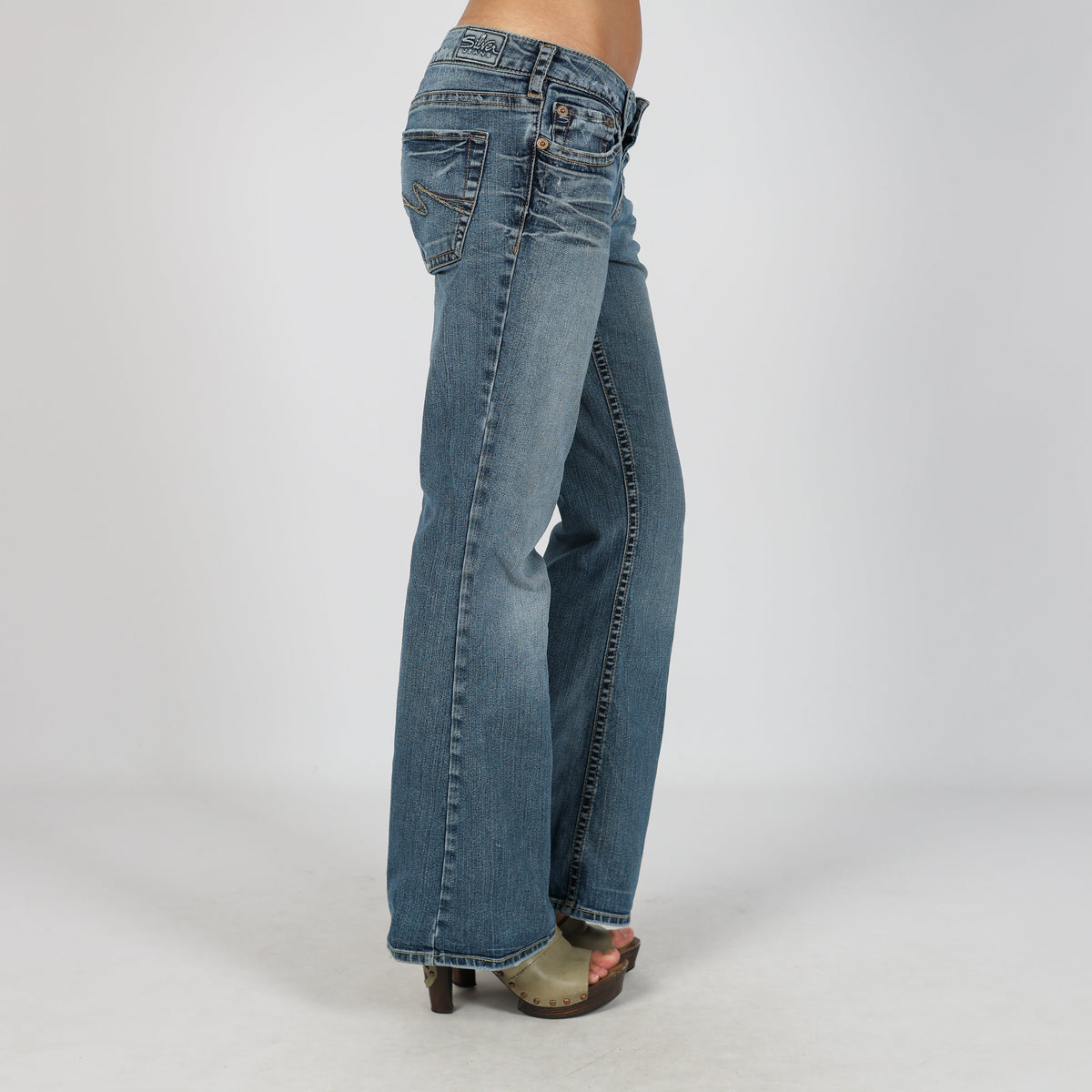 Blue Y2K Silver Bootcut Jeans (M)