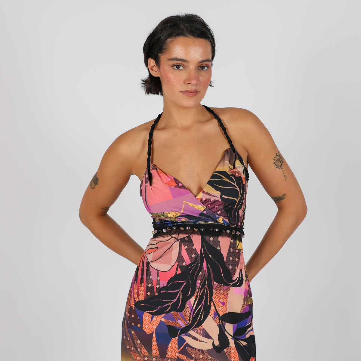 Multicoloured Y2K Eurofia Woven Mini Dress (XS)
