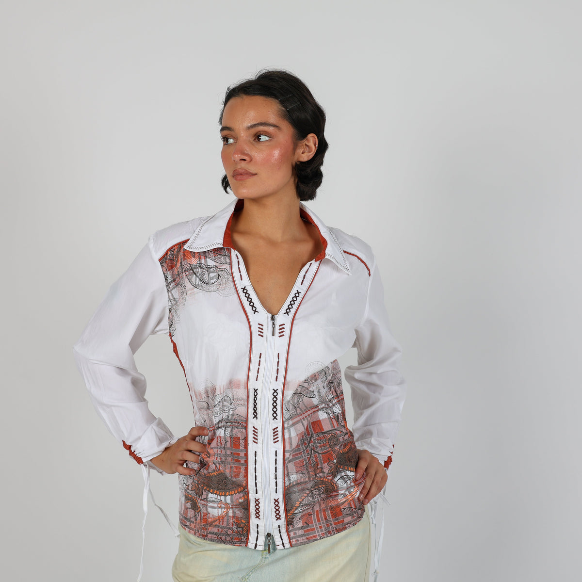 White Y2K Long Sleeve Top (XL)