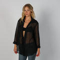 Black Y2K Made in Italy Long Sleeve Top Sheer (XL)
