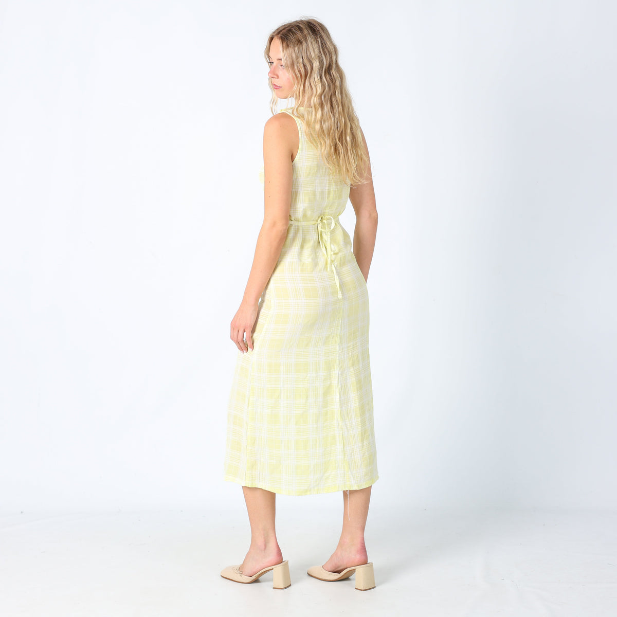 Yellow 90s United Colors of Benetton Woven Maxi Dress Semi Sheer (XS)
