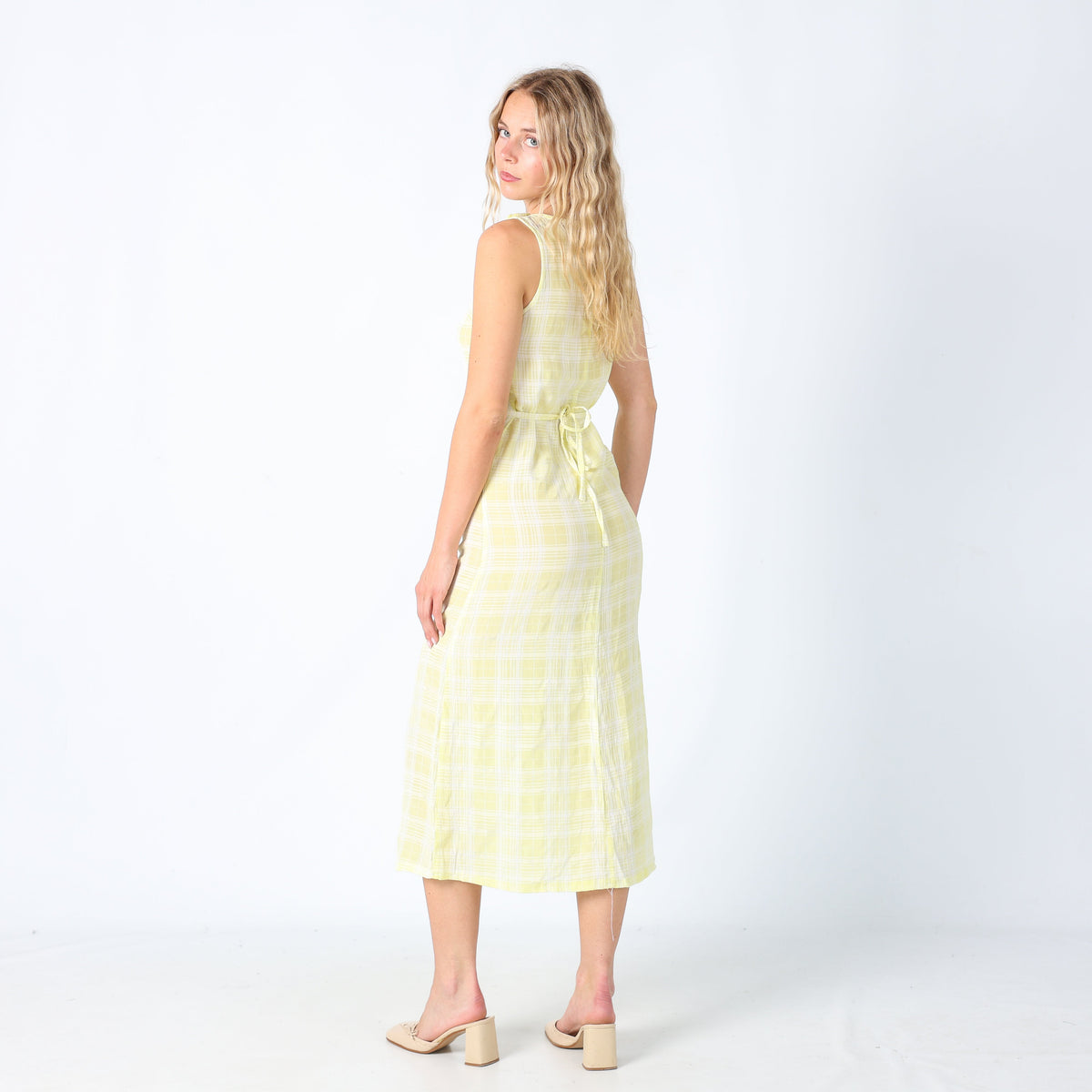 Yellow 90s United Colors of Benetton Woven Maxi Dress Semi Sheer (XS)