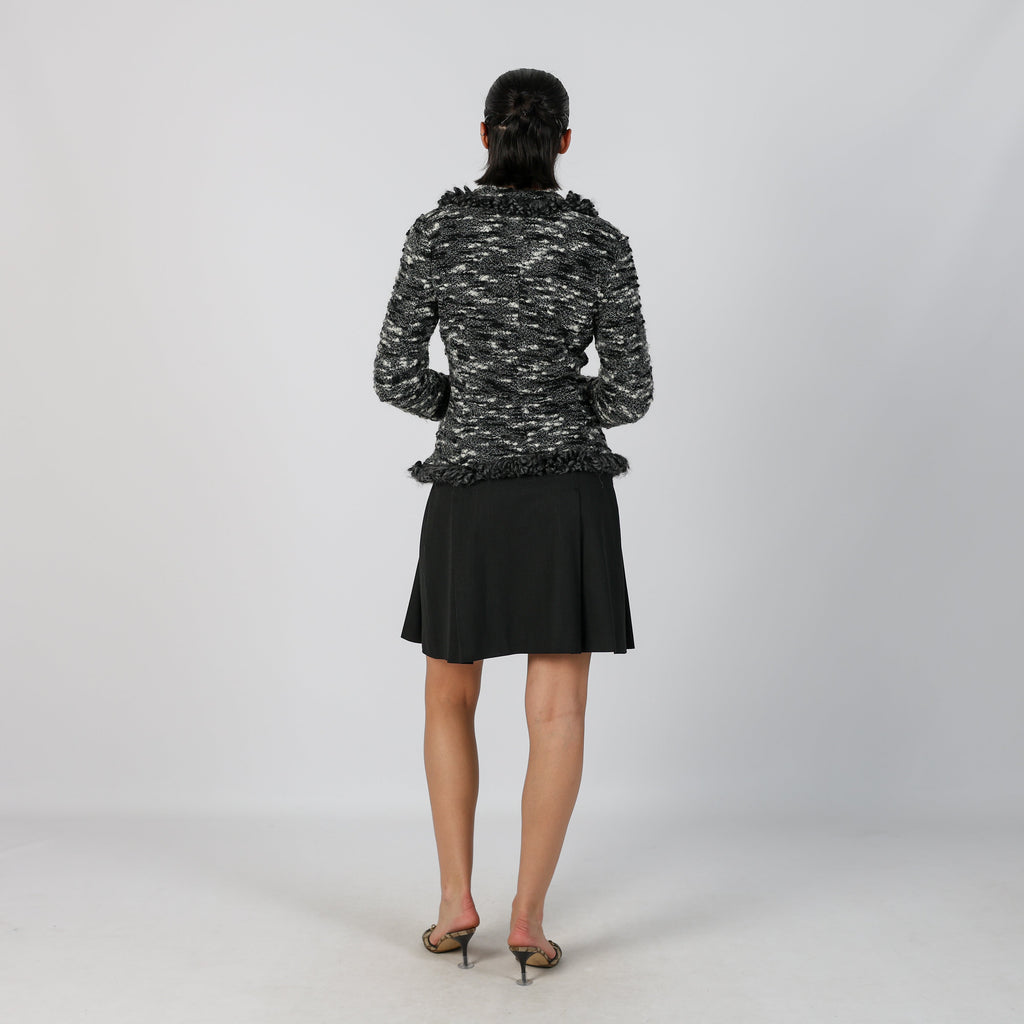 Charcoal Grey Y2K Trussardi Woven Mini Skirt (S)