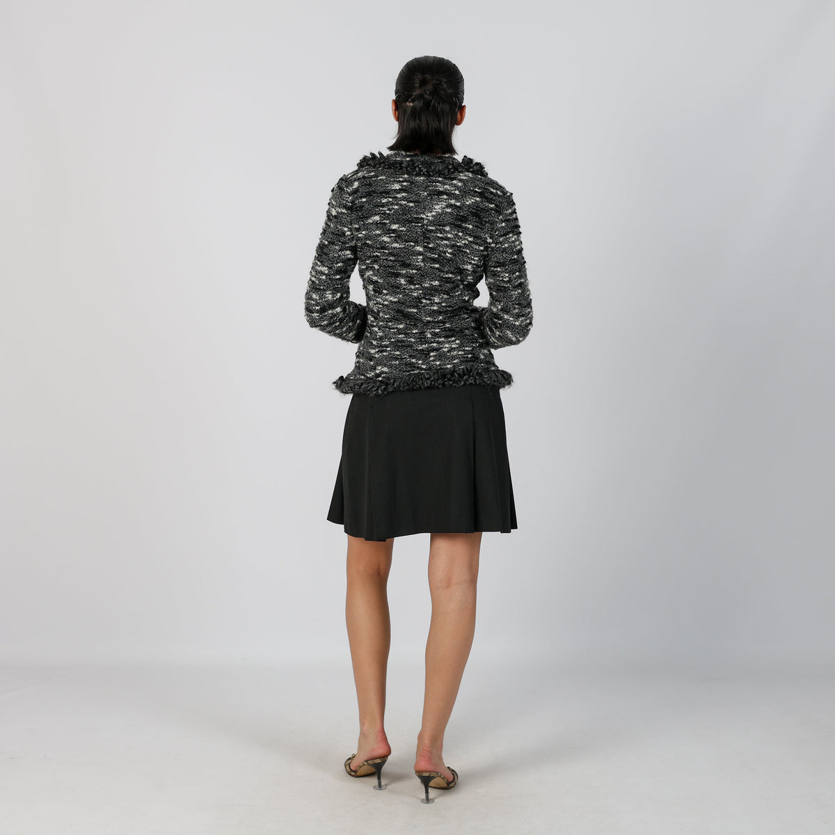 Charcoal Grey Y2K Trussardi Woven Mini Skirt (S)