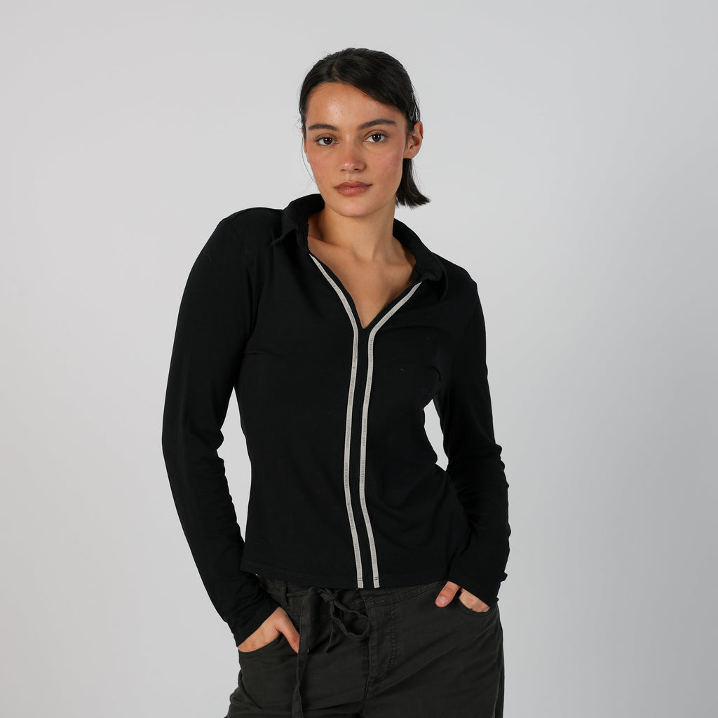 Black Y2K Trussardi Long Sleeve Top (S)