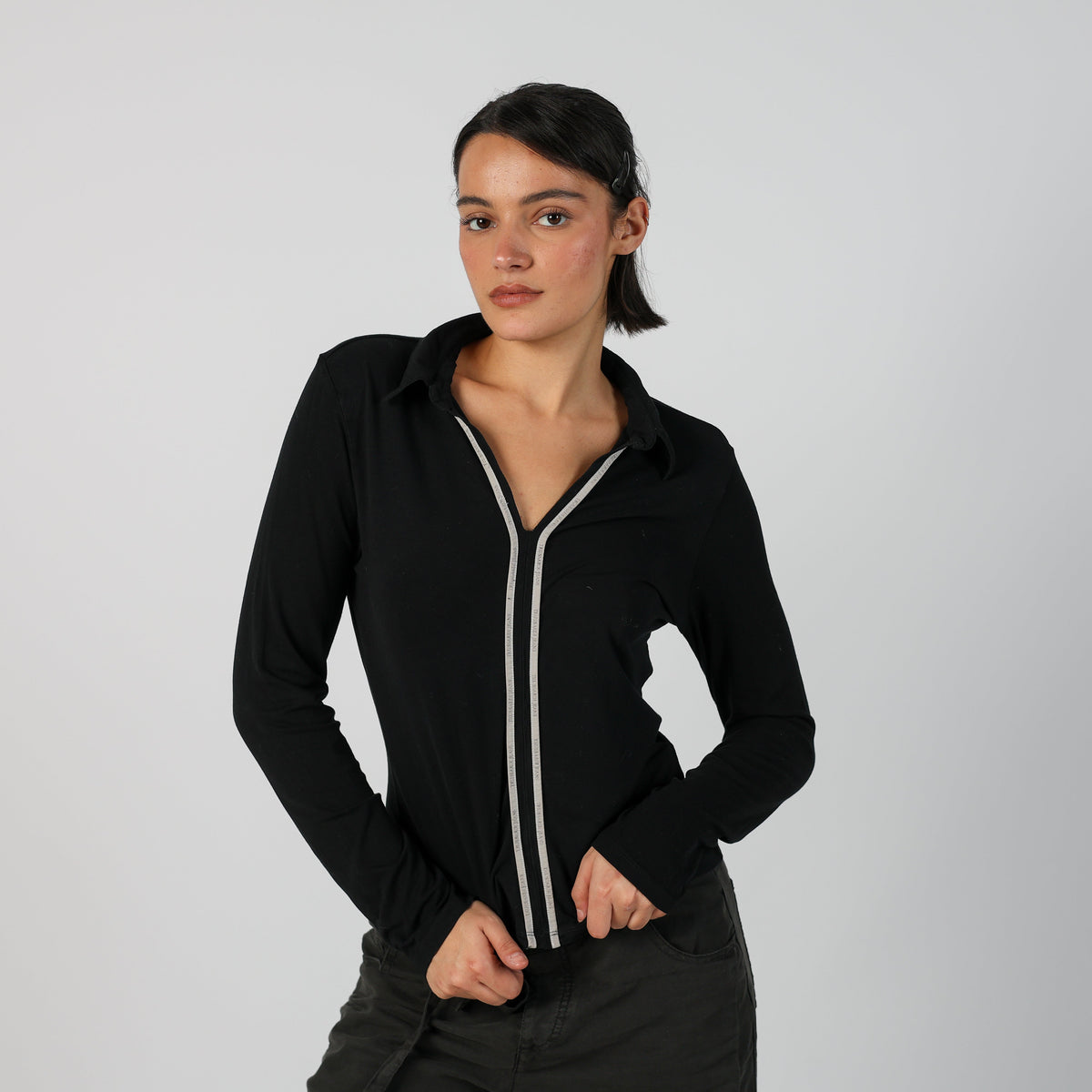 Black Y2K Trussardi Long Sleeve Top (S)