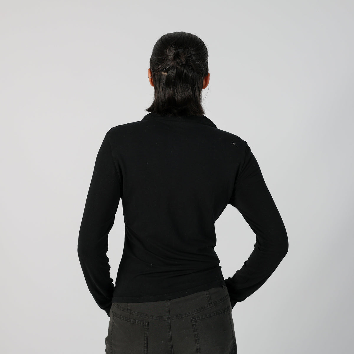 Black Y2K Trussardi Long Sleeve Top (S)