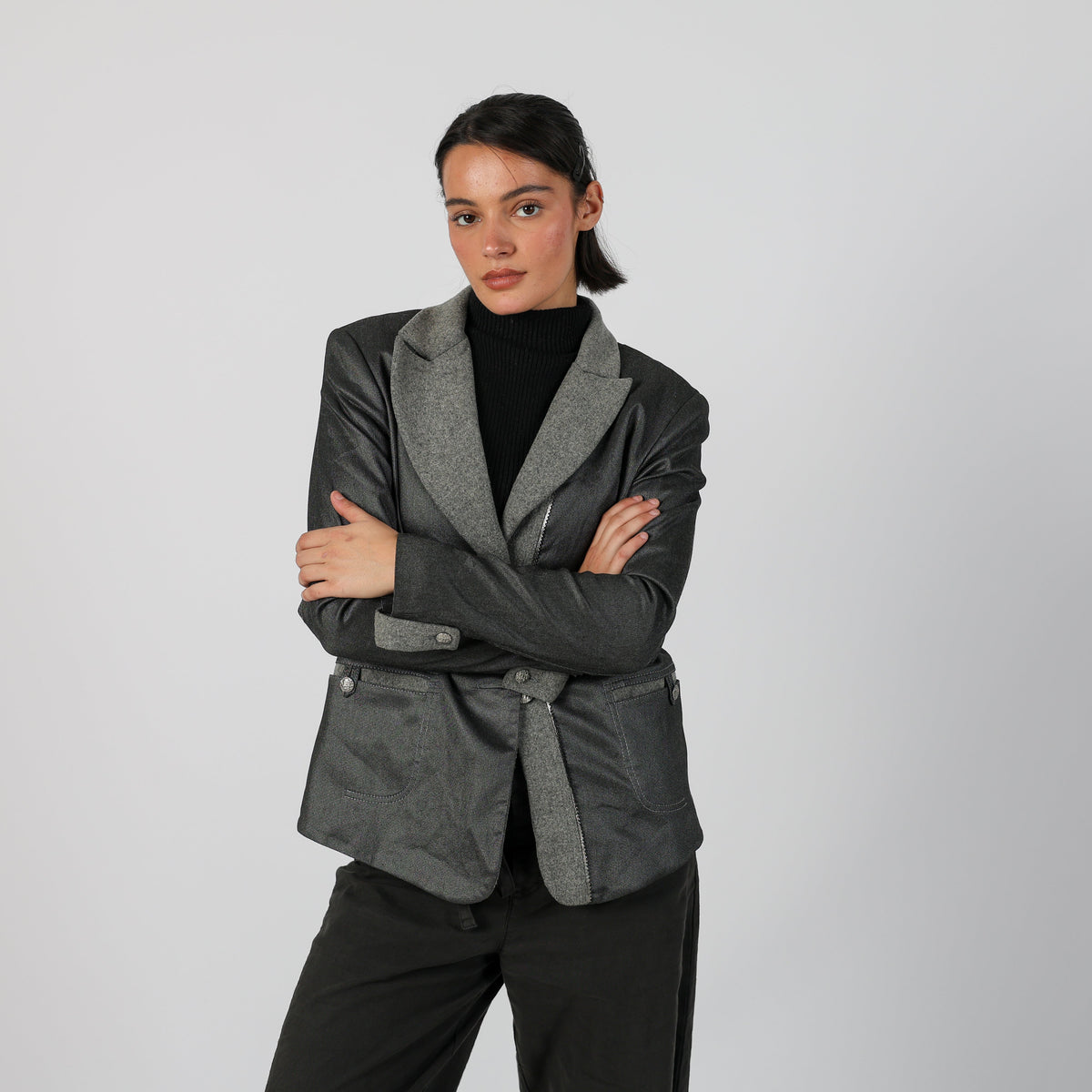 Charcoal Grey Y2K Monica Magni Blazer (XL)