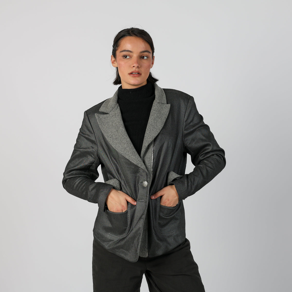 Charcoal Grey Y2K Monica Magni Blazer (XL)