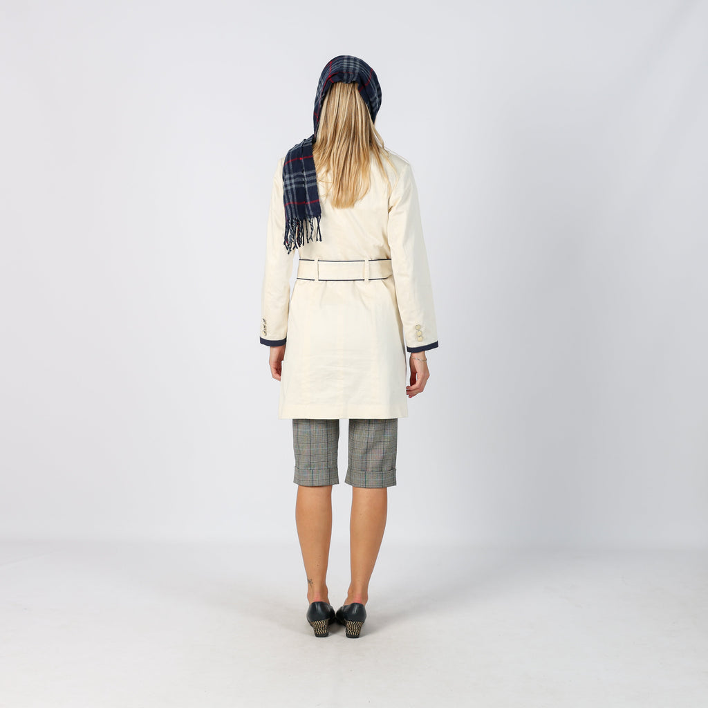 Cream Y2K Trench Coat (S)
