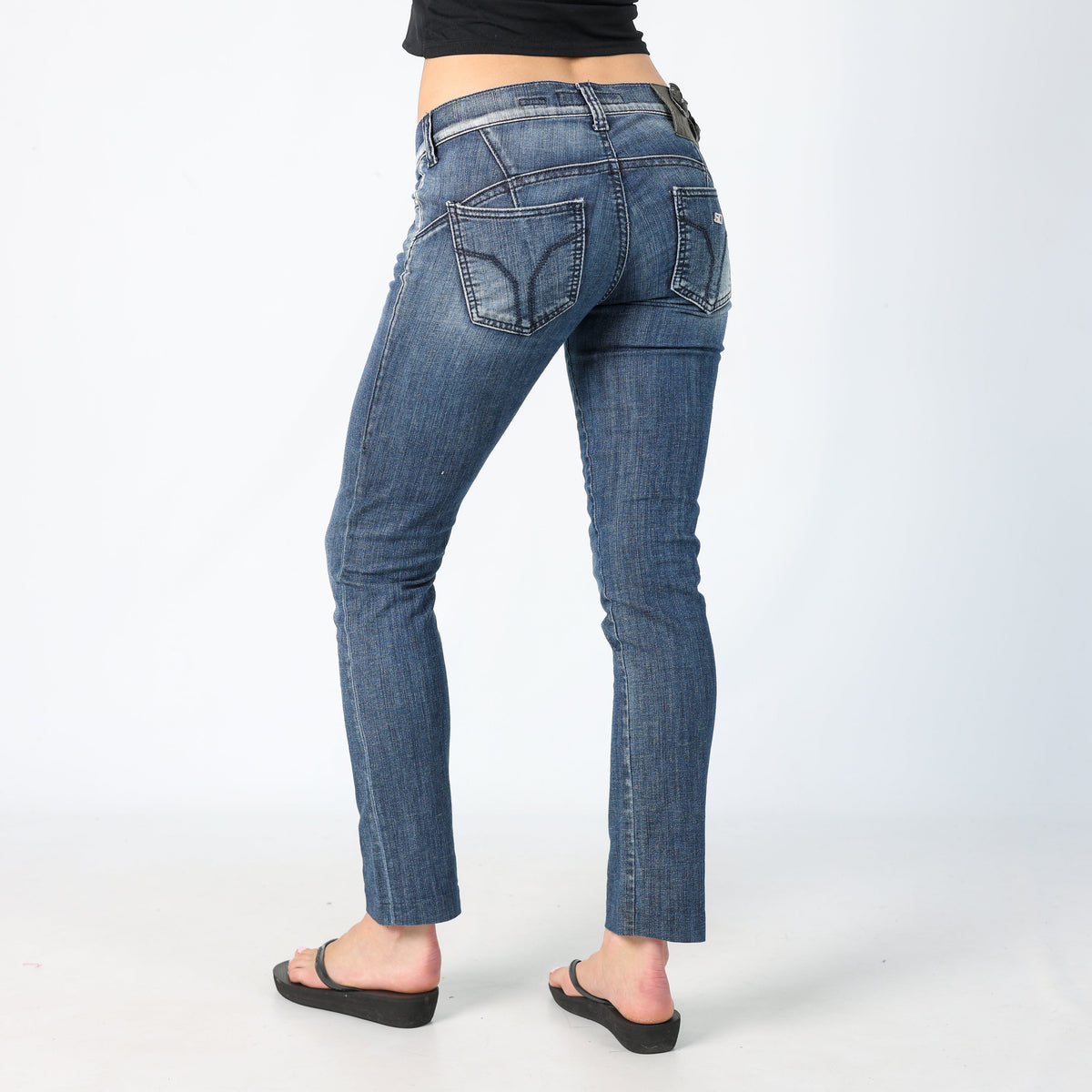 Blue Y2K Miss Sixty Skinny Jeans Statement Button (S)